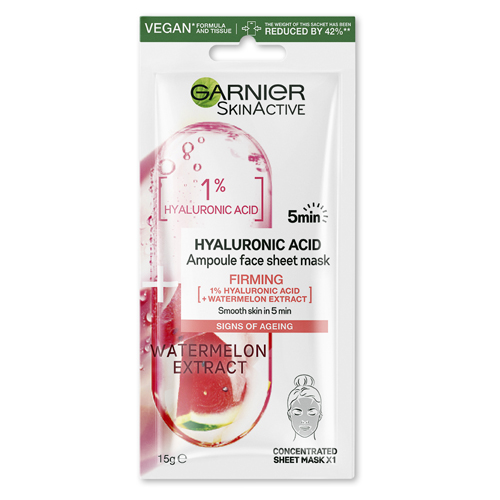 Skin Active Ampoule Face Sheet Mask - Hyaluronic Acid Firming + Watermelon Extract